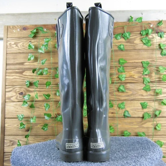 Sperry Top Sider Women's Gray Waterproof Rubber Tall Rain Boots Size 7 - Picture 4 of 8